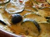 Clafoutis de courgettes au fromage de chèvre et aux olives noires
