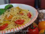 ~Spaghettis (vermicelles) à l'ail et aux tomates fraîches~