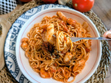 Spaghetti aux crevettes et sauce tomate : La recette rapide