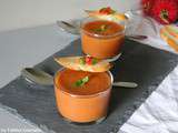 Entrée très fraiche : le gaspacho andalou bio (soupe froide de tomate, poivron et concombre)