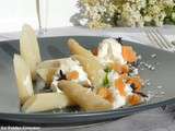 L'entrée 1 etoile de Christophe Hay : asperge, mousse de fromage de chèvre, croûtons et poutargue