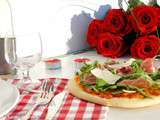 Pizza Botticelli pour le kkvkvk # 60 (tomate, fromage, parmesan, roquette et jambon de parme)