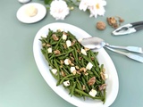Salade de haricots verts au chèvre et aux noix