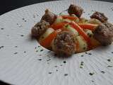 Lumaconi, sauce carottes et saucisses de Toulouse