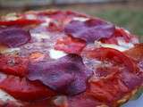 Pizza maison tomates/jambon/mozza et salami