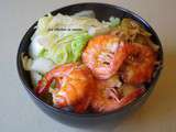 Asiatique : Crevettes et blanc de poireau sauté sauce aux huîtres