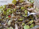 Chinoise (ou presque): fèves, lentilles vertes du Puy, porc et suan cai sauté