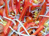 Salade haricots mungos frais et poivrons rouges