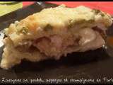 Lasagnes au poulet, asperges et champignons de Paris