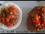 Steack haché, sauce tomate/cornichons