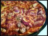 Pizza poulet, bacon, oignon