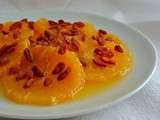 Salade d'oranges à la fleur d'oranger et baies de goji