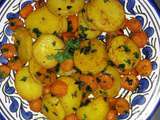 Pommes de terre et carottes épicées, sautées à l'ail