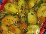 Poulet mijoté aux pommes de terre et carottes
