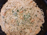 Spaghettis aux crevettes et au thon