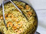 Spaghettis aux crevettes et beurre à l’ail