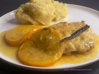 Dos de cabillaud au beurre d’orange vanillé et purée de panais