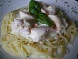 Spaghetti aux scampis, fromage ail et fines herbes