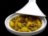 Tajine de poulet aux olives, citron confit et pommes de terre