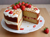 Cake aux fraises, aux amandes et au miel