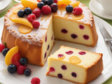 Gâteau au yaourt avec morceaux de fruits