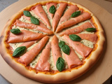 Pizza aux poireaux et au saumon fumé