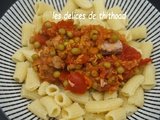 Pâtes au thon petits pois et tomates
