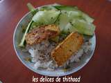 Tofu grillé et riz au gingembre