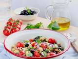 Salade de haricots blancs, thon, tomates et basilic