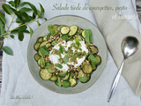 Salade tiède de courgettes, pesto et burrata