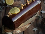 Bûche citron, praliné, sarrasin et chocolat