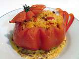 Tomate farcie : semoule, poivron et chorizo