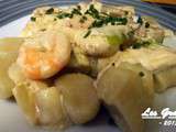 Gnocchi aux crevettes et fondue de poireaux