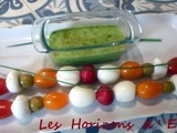 Brochettes santé , sauce crémeuse au pistou
