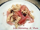 Fusilli au gorgonzola, speck et noix