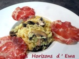 Risotto aux champignons, gorgonzola et coppa