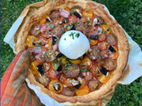 Tarte tomates cerise, pesto et burrata