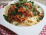 Spaghetti à la bolognaise aux saucisses de poulet et lentilles