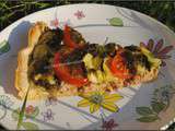 Tarte thon / courgettes / tomates / pesto à l’ail des ours
