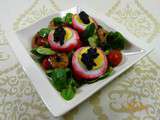 Salade composée aux crevettes marinées et oeuf d'oie coloré {Zhom en cuisine}