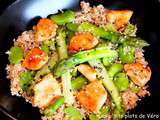 Salade de quinoa, asperges vertes, fèves et poulet