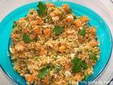 Salade de quinoa, patate douce, orange et petits pois