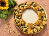 Couronne feuilletée pesto, courgette, chèvre et pignon de pin