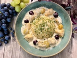 Poulet sauce au vin blanc et raisins frais