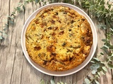 Quiche sans pâte au poulet, chèvre et champignons