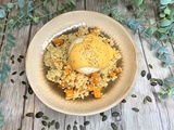 Risotto de couscous perlé, butternut, burrata et crème de butternut