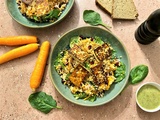 Salade de boulgour, carottes, grenade et halloumi