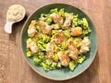 Salade de crevettes croustillantes, crème épicée de Cyril Lignac