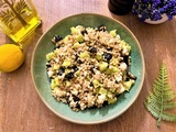 Salade de sarrasin, concombre, feta et olive