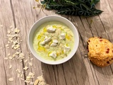 Soupe froide de concombre et chèvre frais